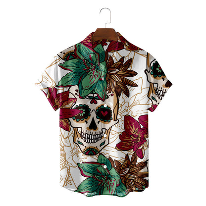 Sommer Casual 3D Totenkopf Herren Hawaiihemd