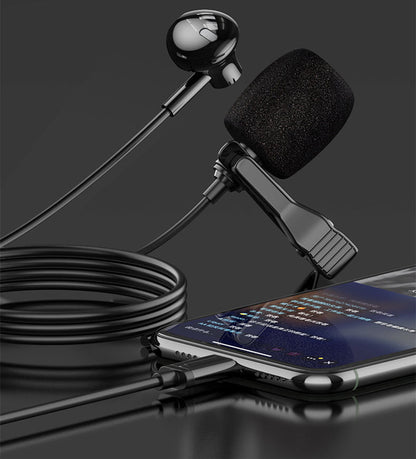 Lavalier Microphone Monitor Line Video Live Mini Interview Recording Equipment