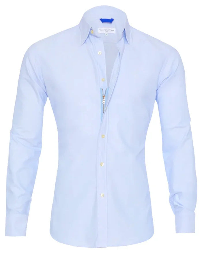 Chemise à manches longues avec fermeture éclair et boutons pour homme