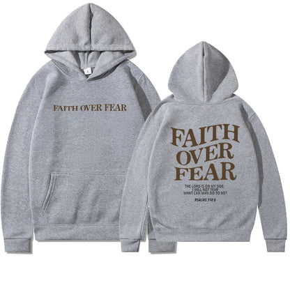 Sweat à capuche chrétien Faith Over Fear Sweat-shirt chrétien Sweat à capuche Jésus Sweat à capuche tendance T-shirt verset biblique Vêtements esthétiques unisexes