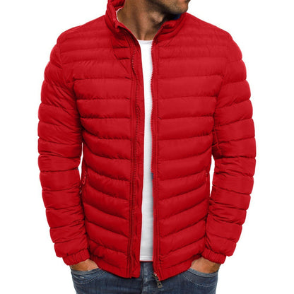 Veste pour homme avec fermeture éclair, couleur unie, manches longues, poches, résistant au froid, automne, coton épais, rembourré, pardessus pour l'extérieur