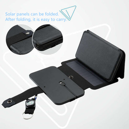 Outdoor-Falt-Solarpanel-Ladegerät, tragbar, 5 V, 2,1 A, USB-Ausgangsgeräte, Camp-Wanderrucksack, Reise-Netzteil für Smartphones