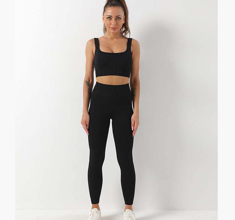 Ensemble de 2 pièces de yoga sans couture avec soutien-gorge et leggings taille haute pour femmes, pantalon de sport, de fitness, de yoga, de sport, tenues