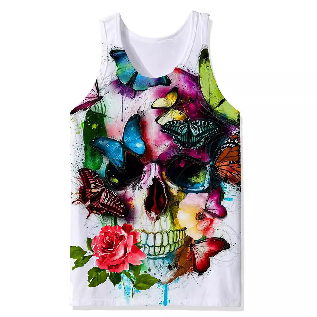 Skull Digital Printing Casual Breathable Men's New Vest