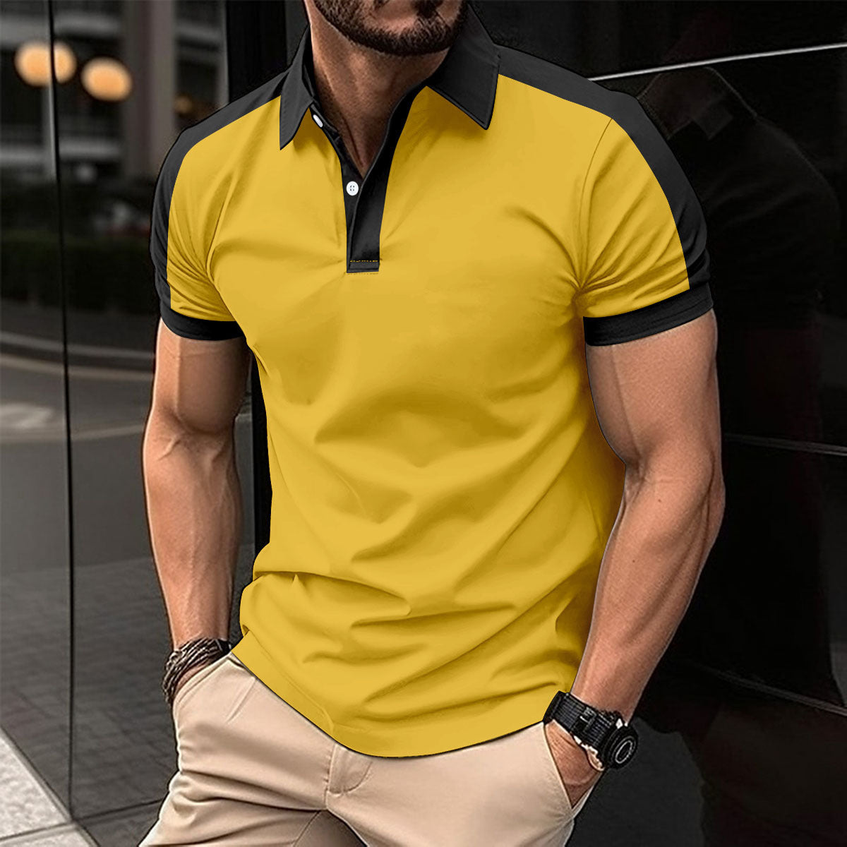 Herren Kurzarm Businesshemd Sommer Casual Poloshirts