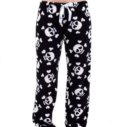 Lockere, lässige Pyjamahose mit Dralon-Totenkopf-Print