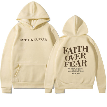 Sweat à capuche chrétien Faith Over Fear Sweat-shirt chrétien Sweat à capuche Jésus Sweat à capuche tendance T-shirt verset biblique Vêtements esthétiques unisexes