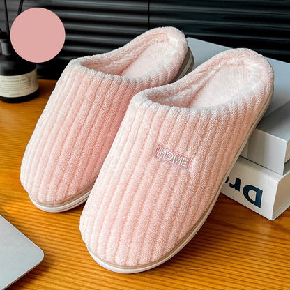 Pantoufles en coton simples de couleur unie, pantoufles d'hiver antidérapantes en peluche chaudes pour la maison, chaussures de maison d'intérieur pour couple et femmes