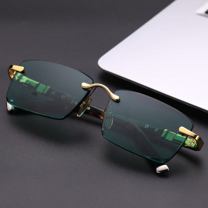 Lucky Dark Green Frameless Trimmed Sunglasses