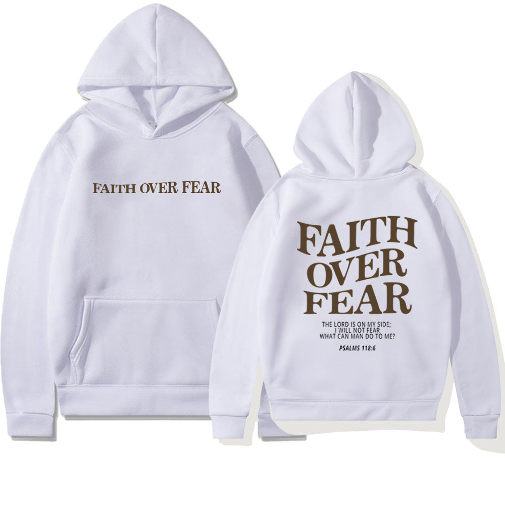 Sweat à capuche chrétien Faith Over Fear Sweat-shirt chrétien Sweat à capuche Jésus Sweat à capuche tendance T-shirt verset biblique Vêtements esthétiques unisexes