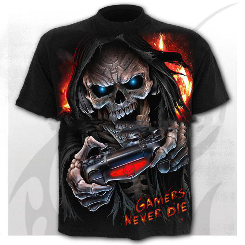 Men's Skull Digital Print Round Neck Short Sleeves