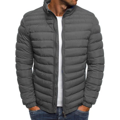 Veste pour homme avec fermeture éclair, couleur unie, manches longues, poches, résistant au froid, automne, coton épais, rembourré, pardessus pour l'extérieur