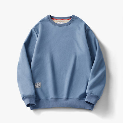 Sweat-shirt polaire d'hiver chaud à col rond pour homme, pull de couleur unie, vêtements pour garçons et adolescents