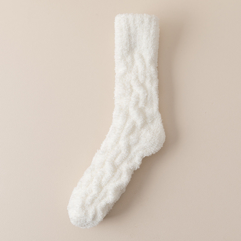 Chaussettes d'hiver chaudes et pelucheuses en polaire corail pour femmes et hommes, chaussettes de sol épaisses en velours pour dormir à la maison