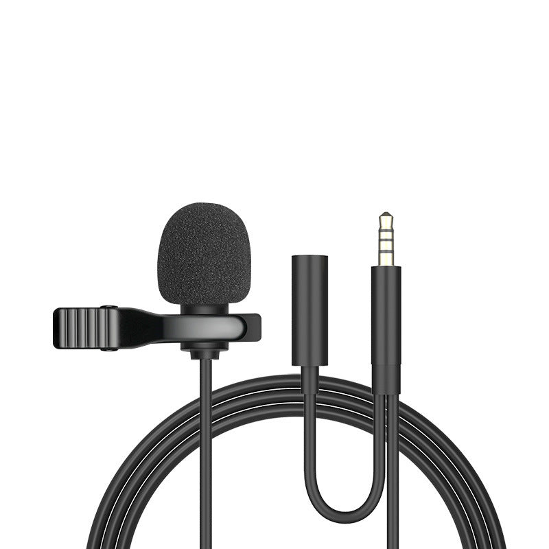 Compatible with Apple , Metal Lavalier One-point Two-amplifier Microphone Mini Live Recording Collar Clip Earphone Microphone