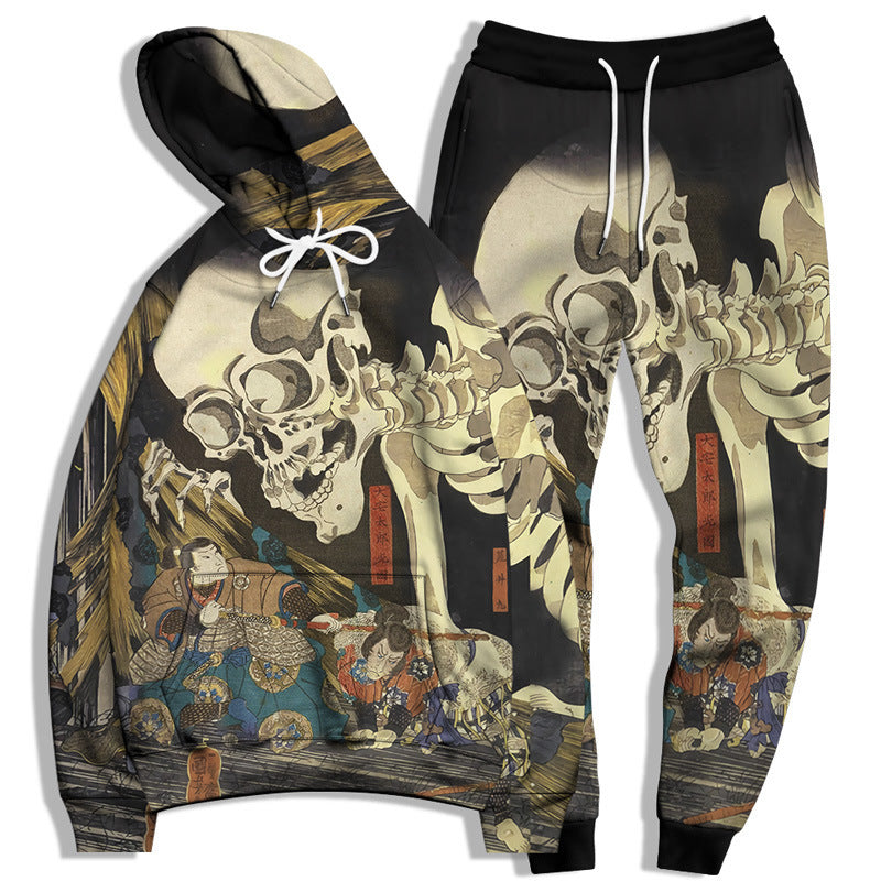 Skull Print Men's Long Sleeve Loose Sweatshirt