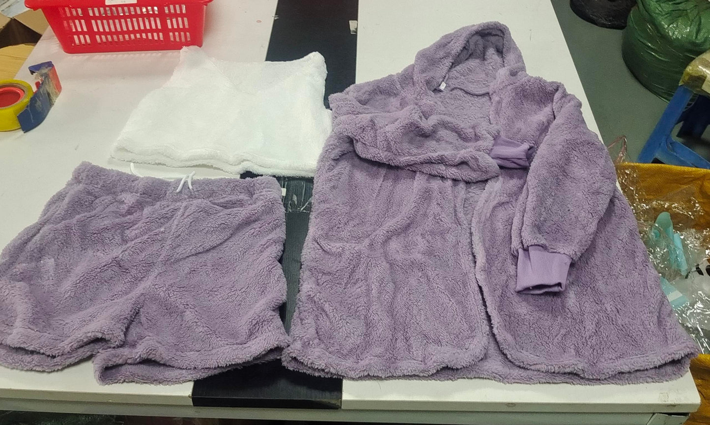 Ensemble pyjama 3 pièces pour femme avec débardeur court à manches longues et short à cordon de serrage