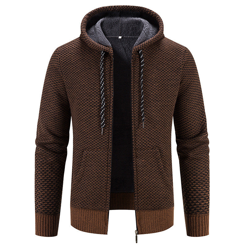 Manteau d'hiver fermeture à glissière couleur unie manches longues cordon de serrage avec chapeau garder au chaud décontracté épaissir peluche pull manteau pour tous les jours