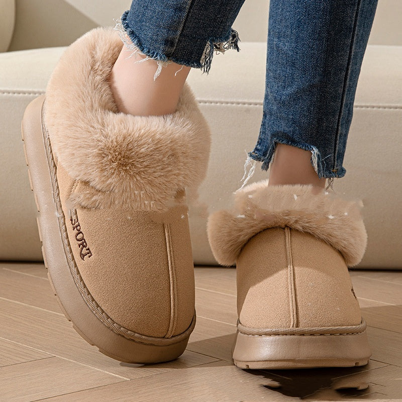 Chaussons confortables en peluche douce pour femmes, chaussures à plateforme antidérapantes avec doublure en fausse fourrure, semelle silencieuse et ajustement confortable pour une utilisation en intérieur