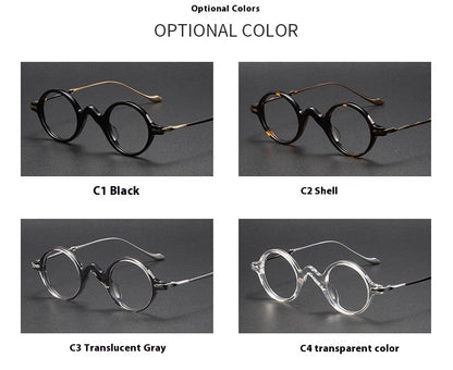 Sheet Metal Eyeglass Frame Fashion Retro Small Face With Myopic Glasses Option Pure Titanium Glasses Rim Men