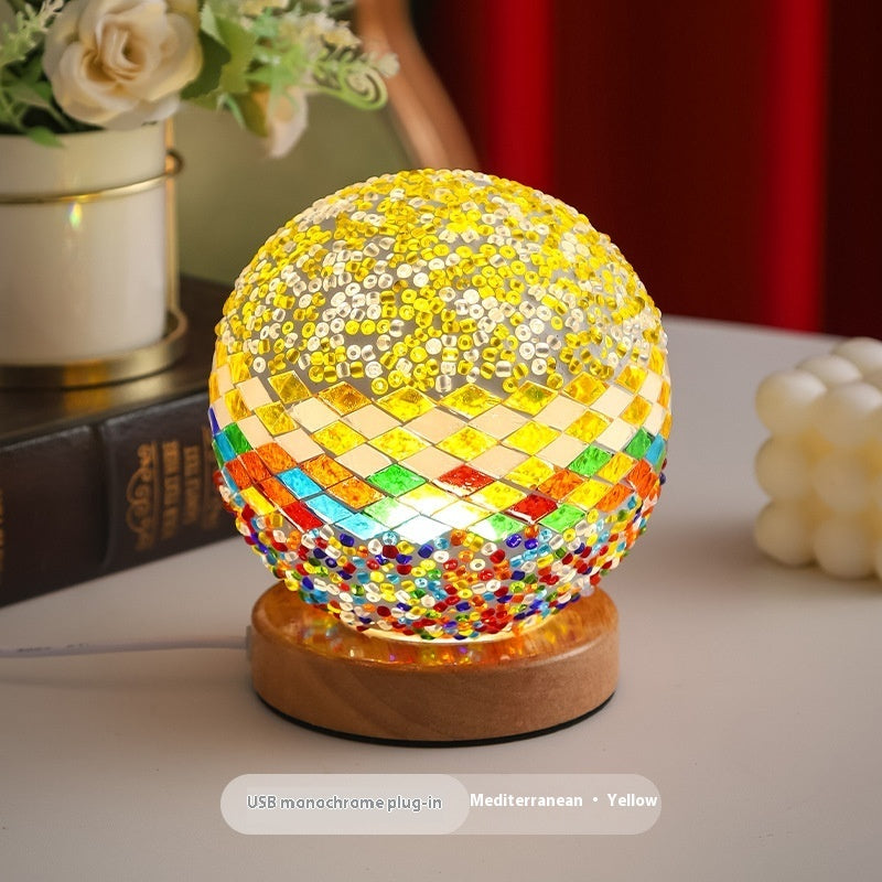 Mediterranean Small Night Lamp Creative Mosaic Glass Decorative Lamp