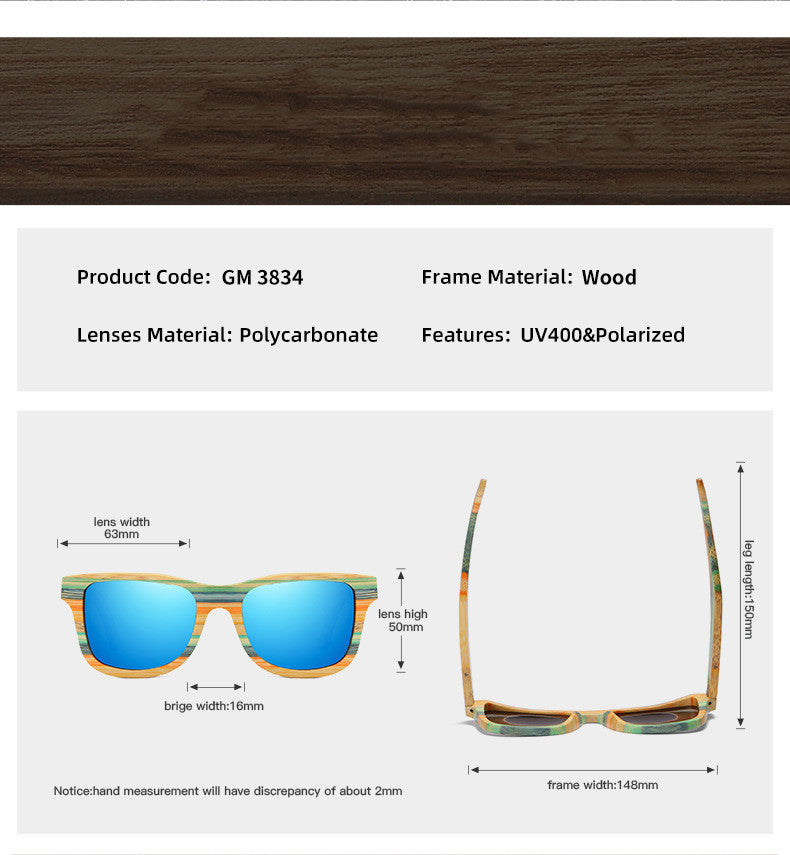 Wooden Fashion Glasses Wooden Polarized Bamboo Sunglasses