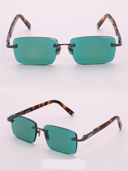 Lucky Dark Green Frameless Trimmed Sunglasses