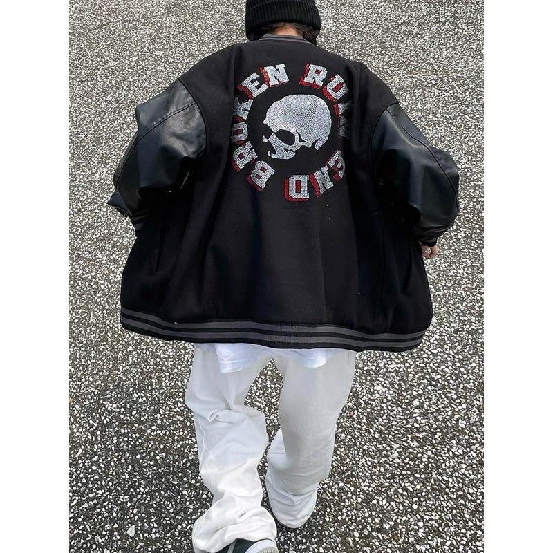 Skull And Crossbones Baseball Jacket Men