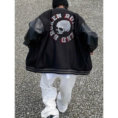 Skull And Crossbones Baseball Jacket Men