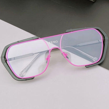 Hollow Anti-UV Flat Mirror Contrast Color Tide Sunglasses