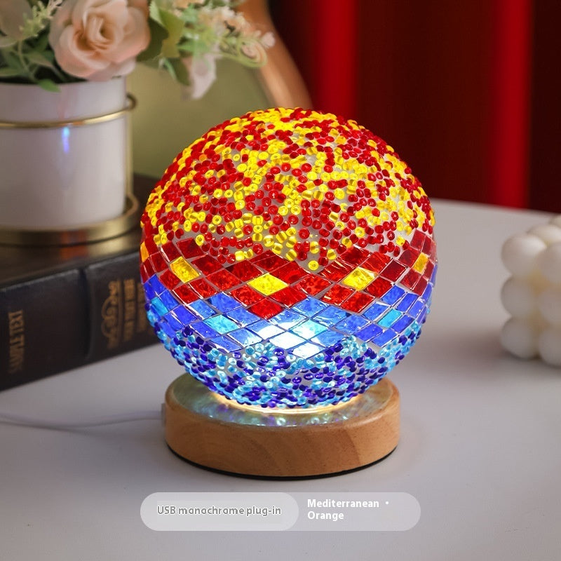 Mediterranean Small Night Lamp Creative Mosaic Glass Decorative Lamp