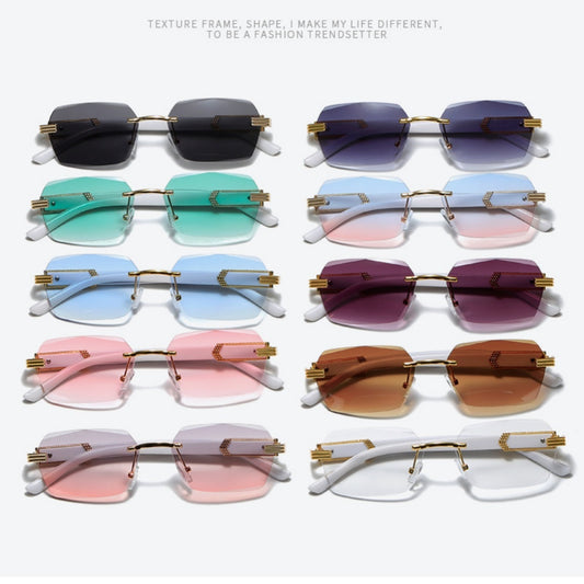 Women's Trimming Ocean Lens Rimless Sunglasses